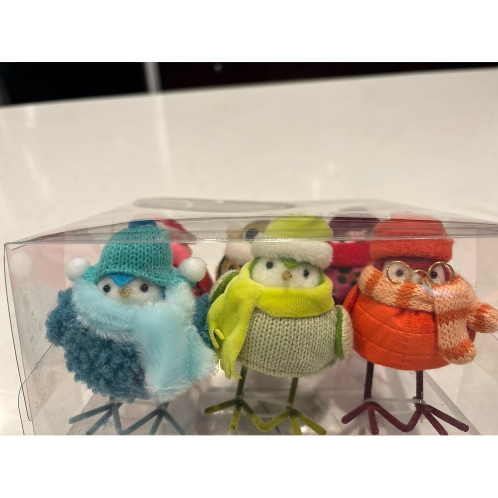 Target Wondershop Christmas Winter Bird Figurines Set of 6 Fabric Bird Decor NEW - Picture 2 of 10
